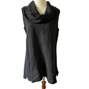 FENINI TUNIC TOP XS 100% BREATHABLE LINEN PULL ON COWL NECK CASUAL MINIMALIST